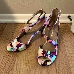 Multi-colored floral heels, brand new, never worn